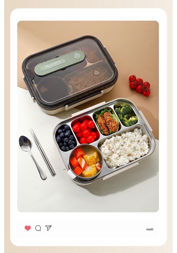 Extra Large 316 Stainless Steel Office Lunch Box with Six Compartments for Adults - Large Capacity Meal Tray