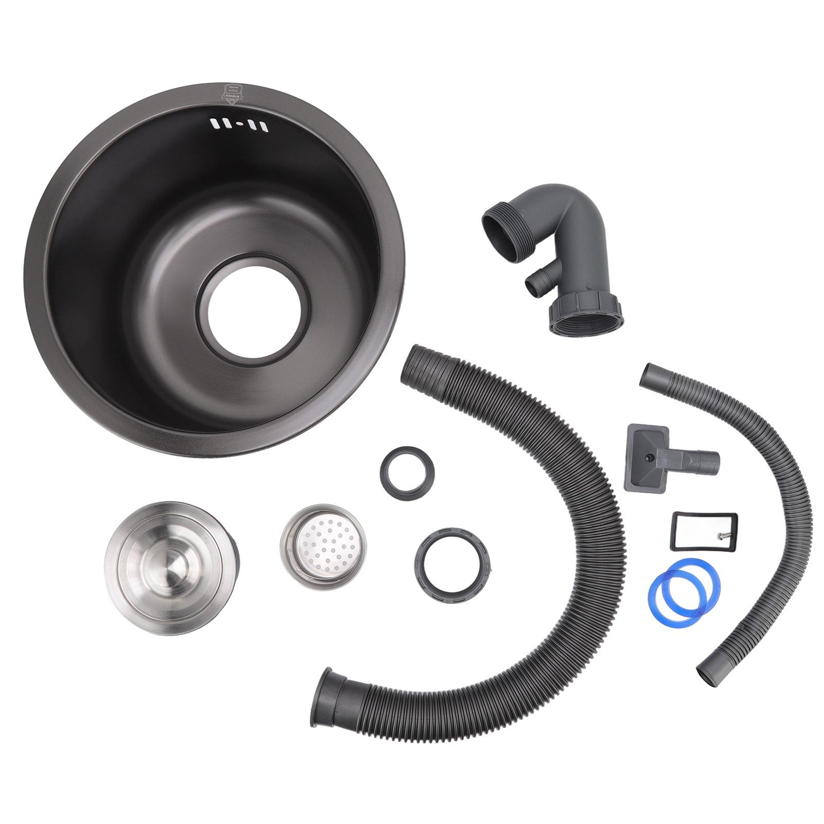 

Мини-круглая кухонная мойка-бар из нержавеющей стали, одинарная чаша со сливом, аксессуары для дома, черный цвет