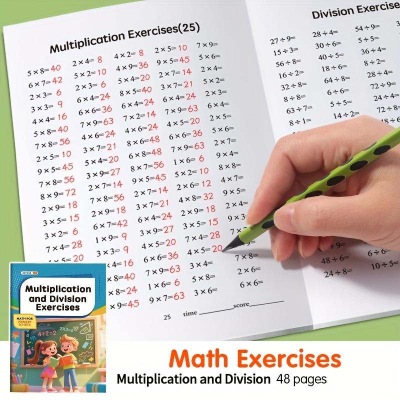 48-Page Multiplication and Division Workbook Fit For ideal Children Aged 3 & Above - Durable Arithmetic Includes Hand
