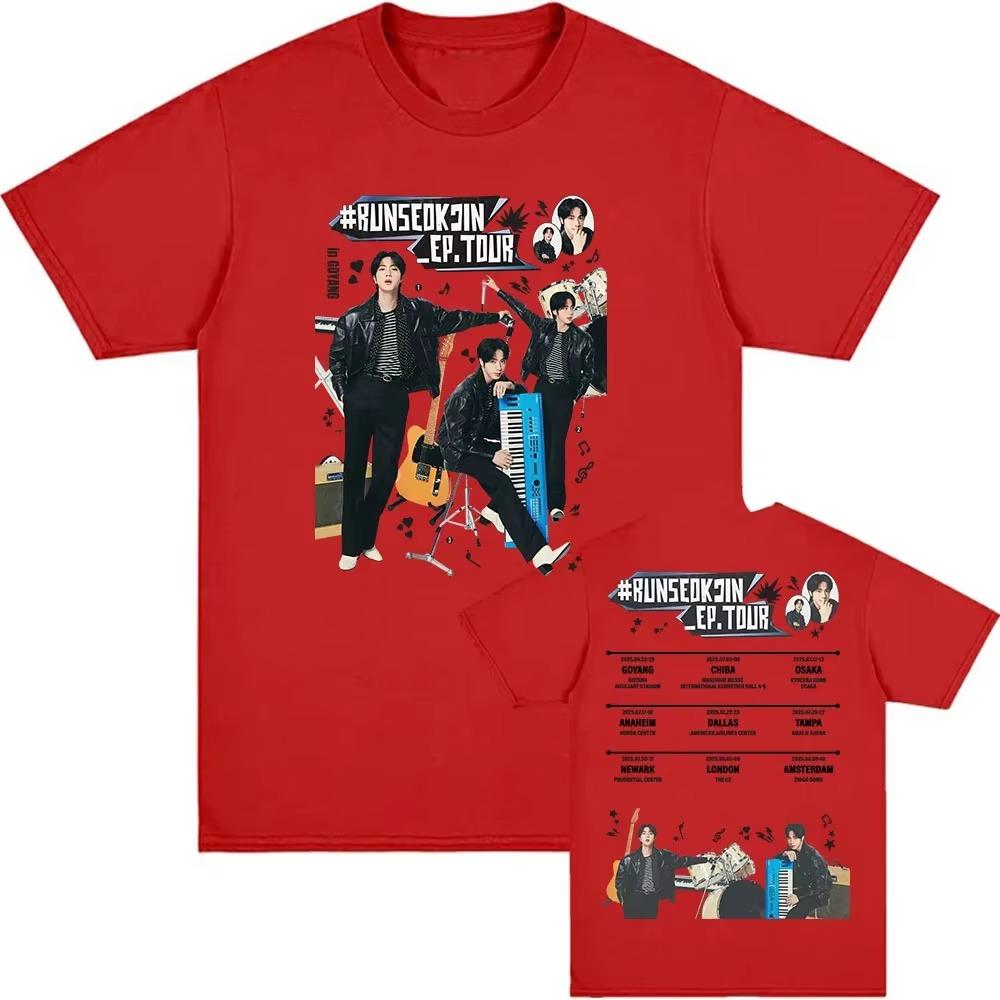 Jin RUNSEOKJIN EP TOUR 2025 Tshirts Korean Singer Graphic Print T-shirt Short Sleeve  Summer T Shirt for Men/Women Clothes