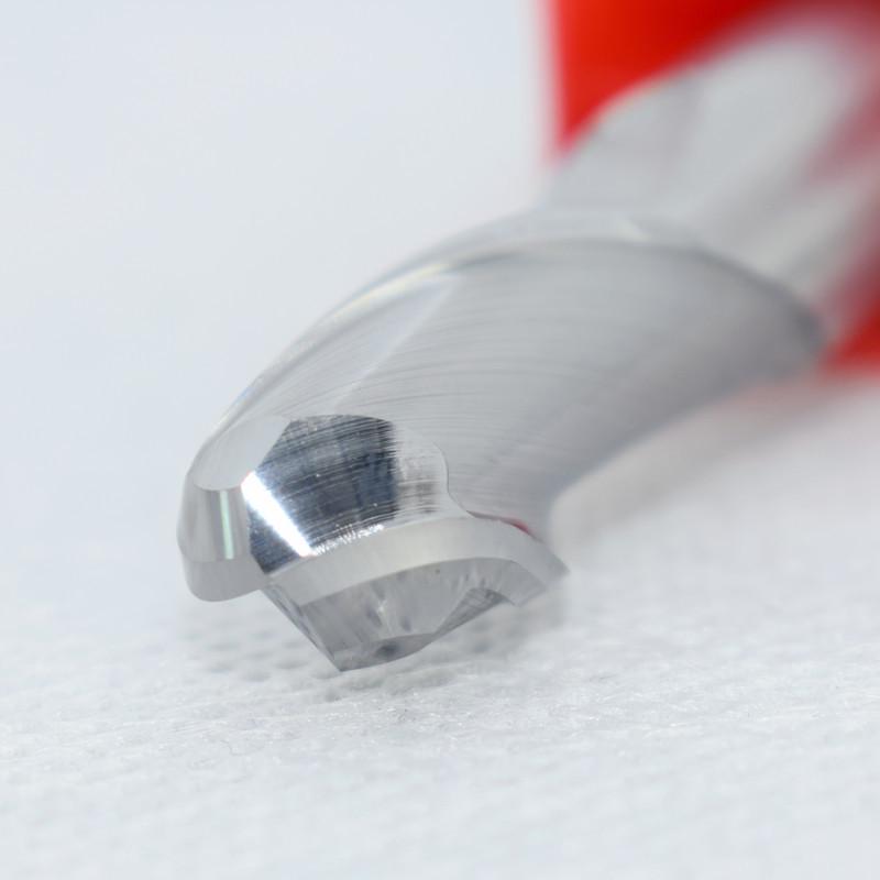 Tungsten Steel Ball Nose Cutter for Aluminum, 55° 2-Flute Ball End Mill, R1 Extended Alloy Cutter