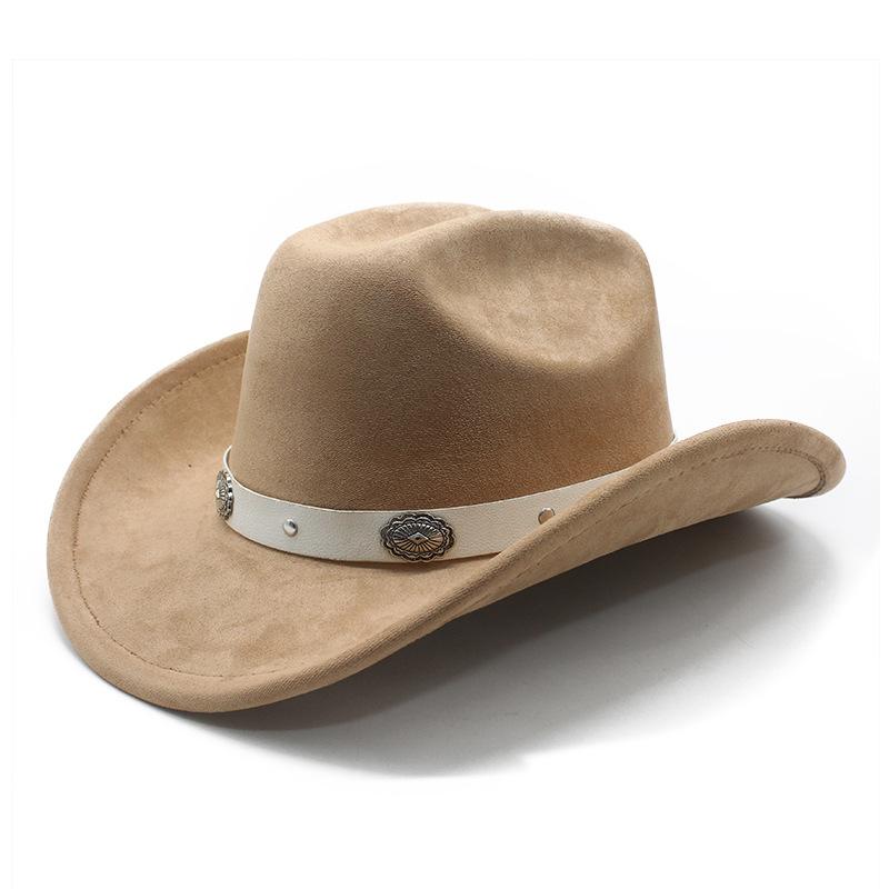 Men'S And Women'S Big Edge Suede Sunscreen Sun Hat Hemming Riding Hat Prairie Western Cowboy Hat Gift Hat