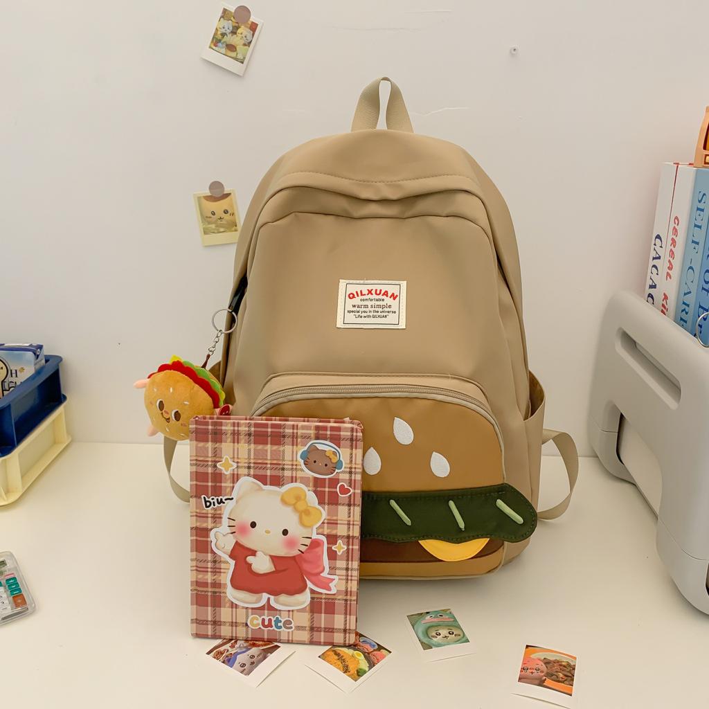 Schoolbag Schoolbag Women's Burger Niche Design Cute Personalized Backpack Large Capacity High Value Multi-compartment Versatile Backpack