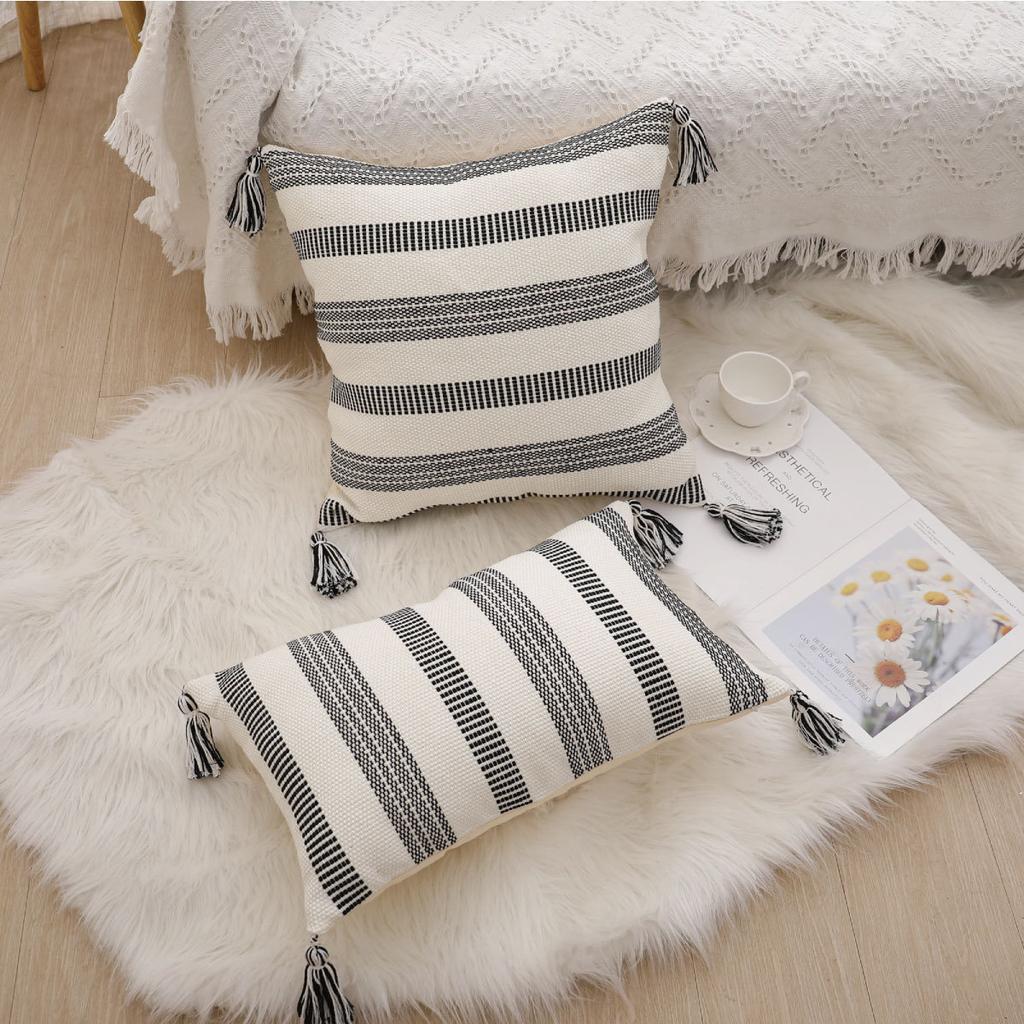 Quality Cotton Pillow Cover Striped Cushion Cover Decor Pillowcase for Sofa Car Home Luxury Throw Pillow Case30X50 45x45 50x50cm