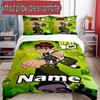 3pcs Duvet Cover Set (1*Duvet Cover + 2*Pillowcase, Without Core), Custom Name Ben 10 Cartoon Pattern Bedding Set, Home Bedroom Decor Gift