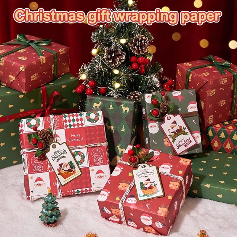 5 Blatt 70*50Cm Weihnachtspapier Niedlicher Hirsch Weihnachtsmannkraft Geschenkverpackungspapier Für Geschenke Handgemachte Geschenke Verpackung