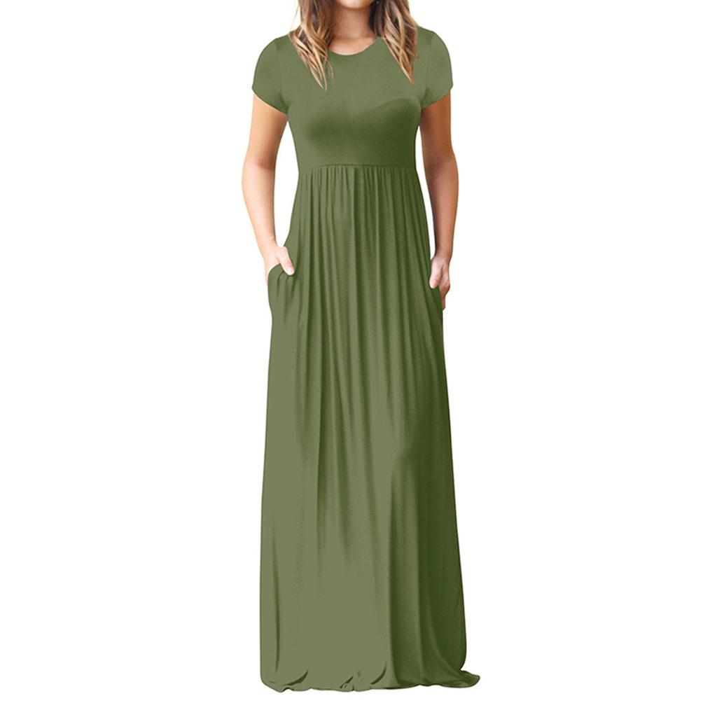 Women's Plus Size Casual Fashion Solid Color Ultra Long Dress