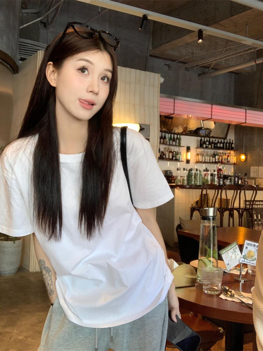 

Women s Early Spring Casual White Round Neck Short Sleeve Slimming T-Shirt XL (70-80 kg)