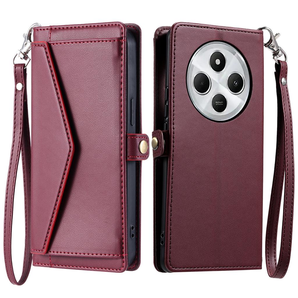 For Xiaomi Poco C75 4G/Redmi 14R 5G/14C 4G Leather Case with Wrist Strap Wallet Stand Phone Cover