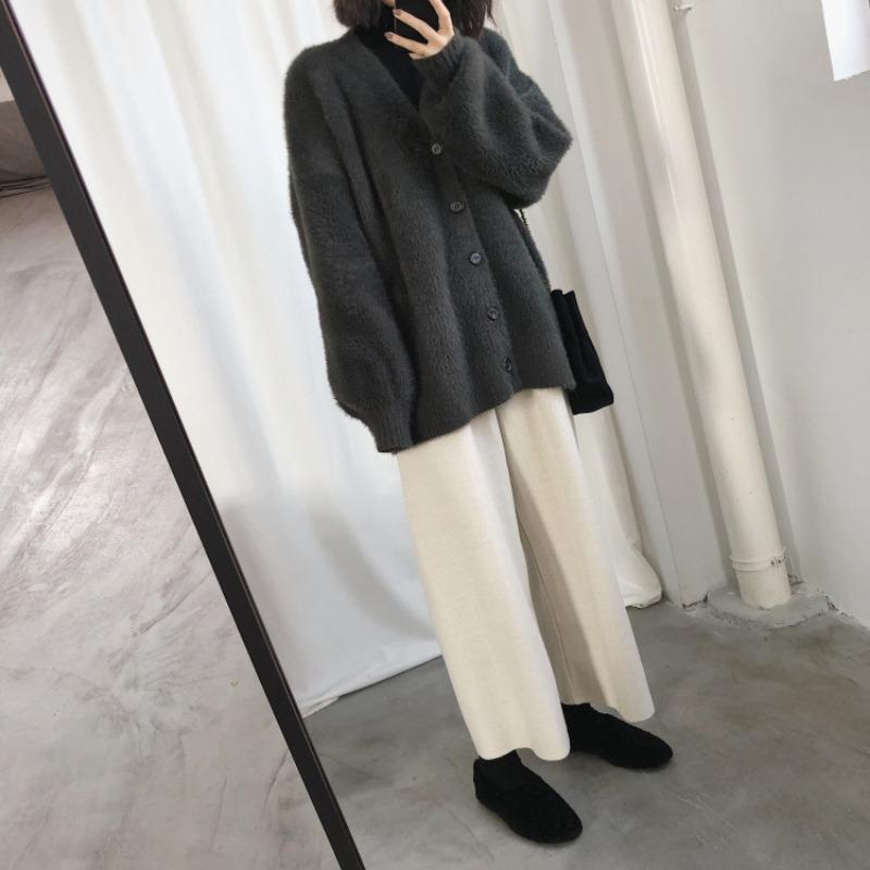 Imitation mink cardigan jacket women's autumn and winter loose new models with thin V-neck knitted sweater seahorse hair