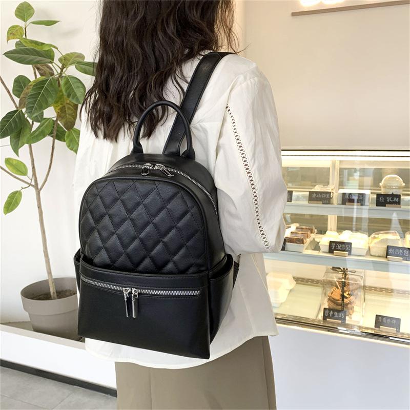 Diamond-shaped Double-shoulder Bag - New Women's Model, Simple and Versatile, Large Capacity, High-quality and Trendy Embroidery Backpack