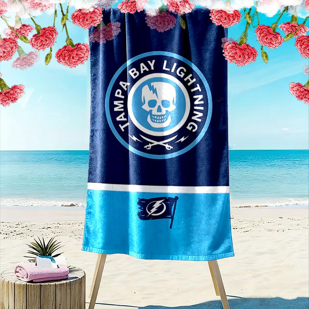 "Skull and Lightning Logo Design" Patterned Beach Towel Quick Dry Perfect for Travel Outdoor Sports Jogging the Beach and Swimming