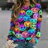 Women's Casual Neck Long Sleeve Raglan Halloween Print Sweatshirt