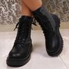 Ladies' Fashionable Color Low Heel Leather Face Round Toe Mid Top Boots