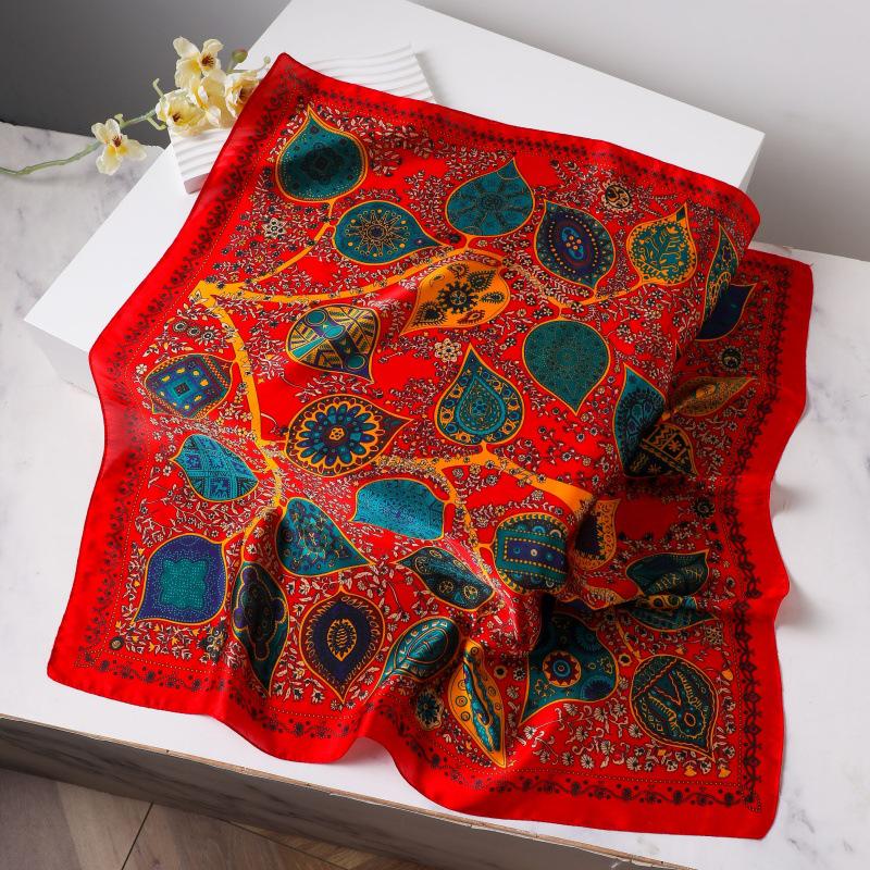 Silk Women's Square Scarf - Chinese Style Headscarf for Spring, Summer, Autumn - Neck Protection & Warmer - Elegant Thin Mom Style