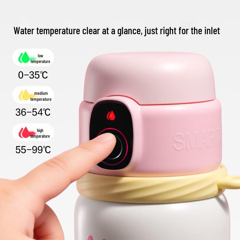 Deli Kids' Smart Fingerprint Insulated Straw Water Bottle, 580ml