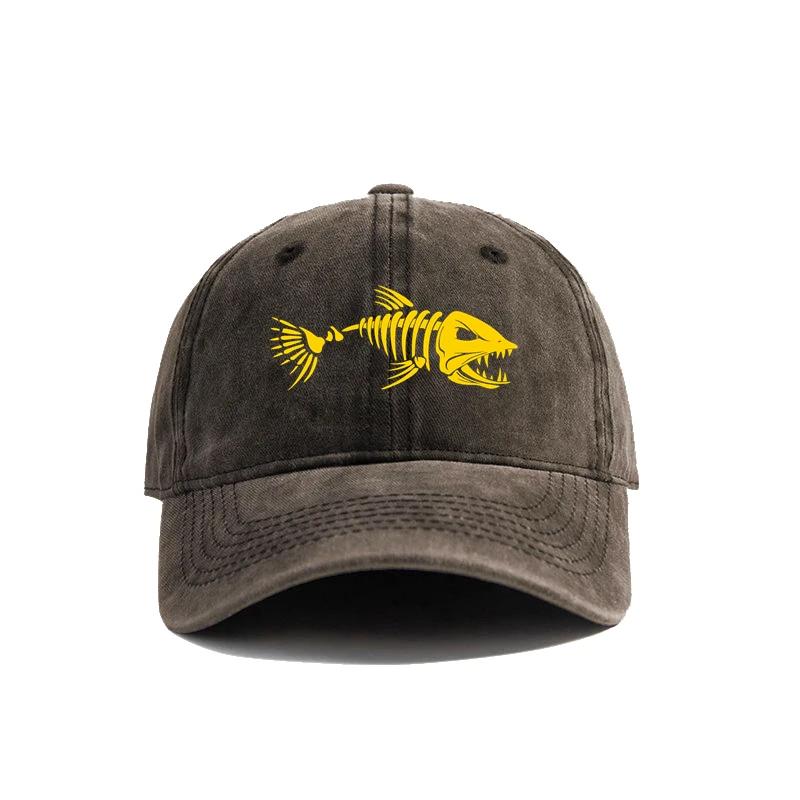

Fishbone Baseball Cap Summer Distressed Dad Hats Men Outdoor Fishing Skeleton Fish Bone Caps Mz-496