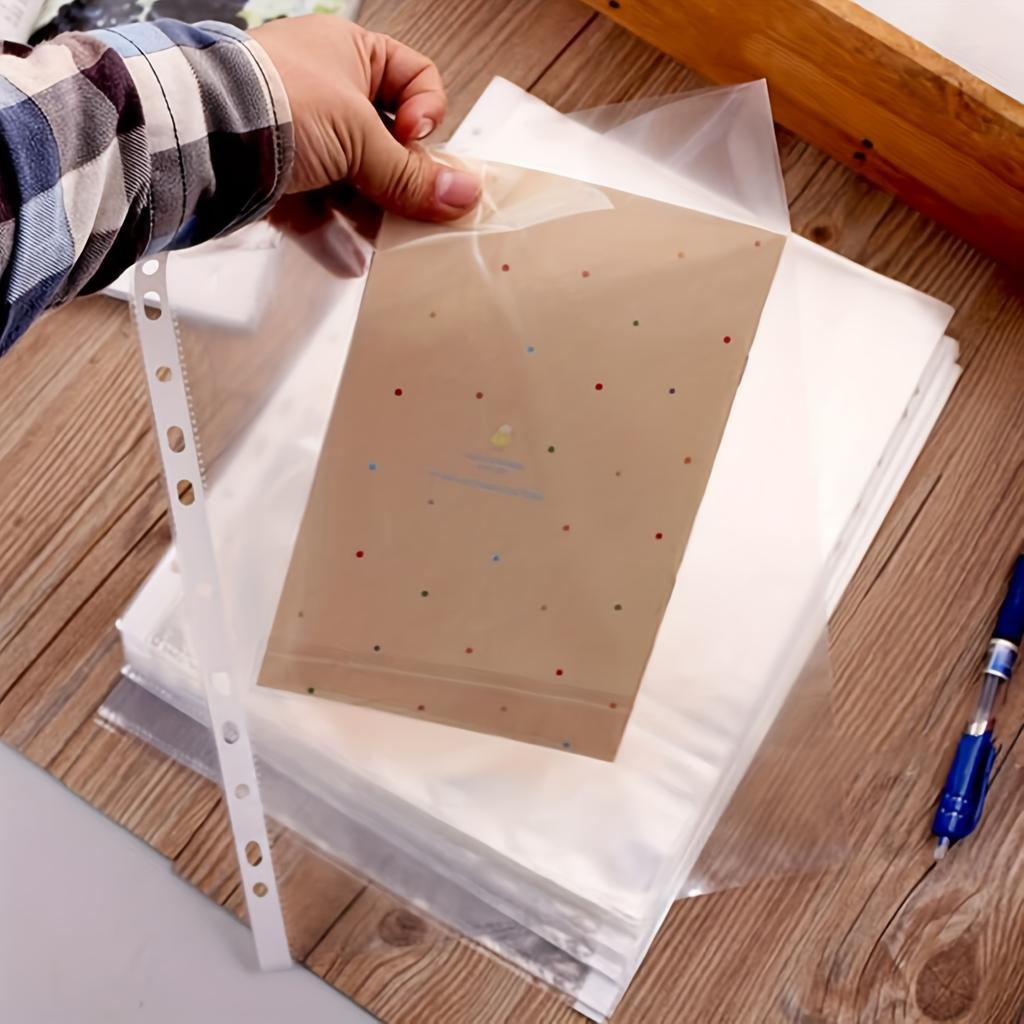 Set of 100 Upgraded Transparent Document Sleeves Featuring an 11-Hole Design, Suitable for Three-Ring Binders for Storing Papers