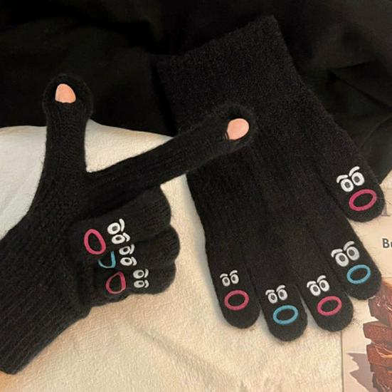 

Забавные перчатки без пальцев с сенсорным экраном для женщин - Теплая вязаная шерсть для осенней и зимней езды на велосипеде