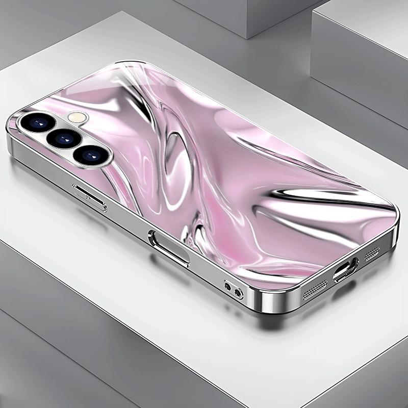Purple water ripple pattern electroplated glass phone case, suitable for Samsung S26/S25/S24/S23/S22/S21/S20 and other models.