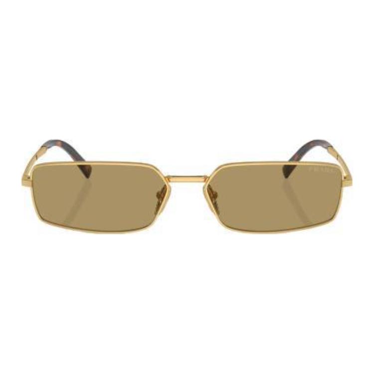 Prada Logo Metal Rectangular Sunglasses Men sunglasses Gold PRA60S5AK70G