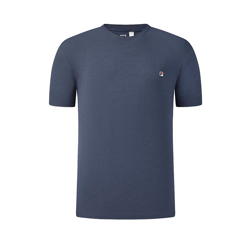 FILA Tennis Minimalist Sports Training Versatile Comfortable Knitted Short Sleeve T-Shirt Men Tops Dark-Smoke-Blue A51M613101FDB