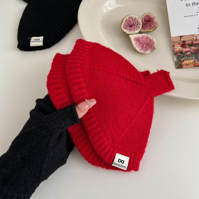 Neuer koreanischer Winterstil Halbfinger Einfarbig Schalenhandschuhe für Damen Mode Warm Gestrickt Büro Schreiben Radfahren Vielseitig