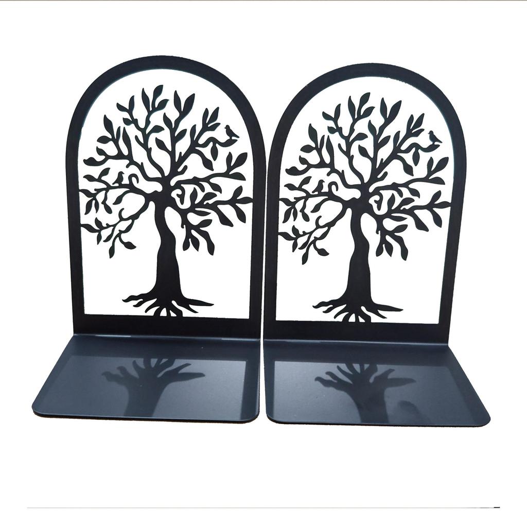 Tree Shadow Skull Metal Bookends - Student Reading Supplies, Retro Hollow Design