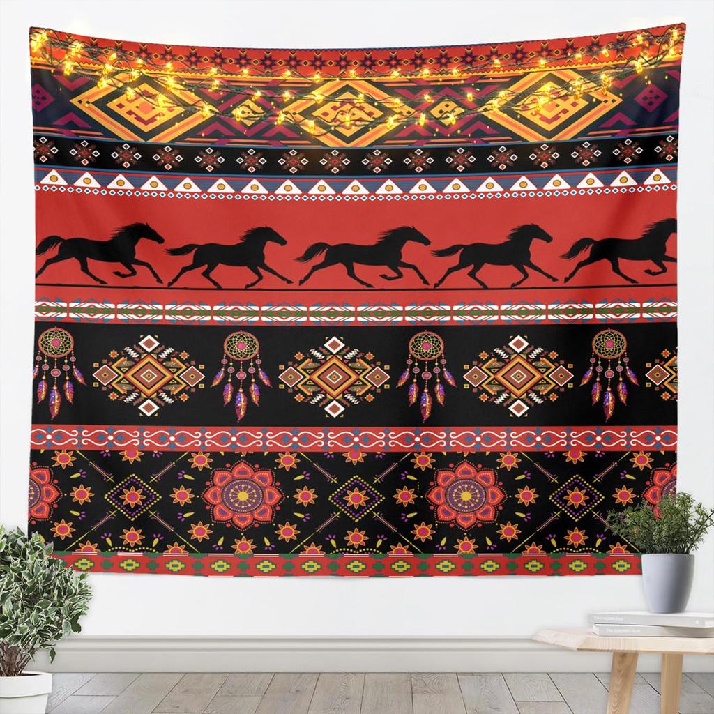 Western Wall Hanging Boho Aztec Wall Tapestry Kids Boys Girls Cowboy Cowgirl Horse Dreamcatcher Tapestry Luxury Southwestern