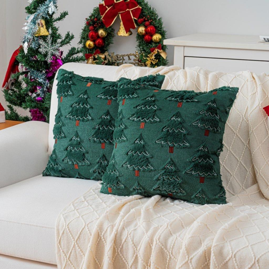Christmas Lights Embroidered Pillow Case American Retro Living Room Sofa Pillow Cushion Christmas Atmosphere Home Decoration