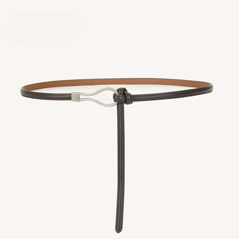 Non-hole Belt for Women Thin Belt for Women Genuine Leather Women Decorative Versatile Dress Belt for Thin Belt