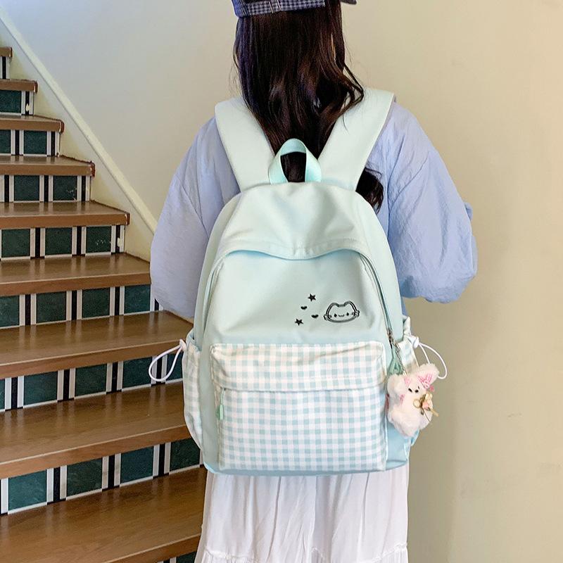 Schoolbag Cute College School Bag Japanese ins Plaid Girl Small Fresh Junior High School Backpack