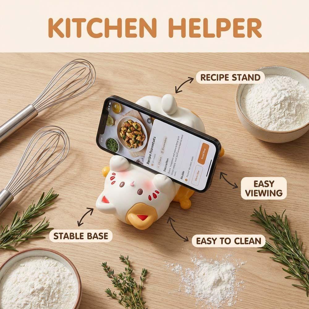 Figure Model Cat Shaped Phone Holder Resin Cat Shape Phone Bracket  Doll Decorations