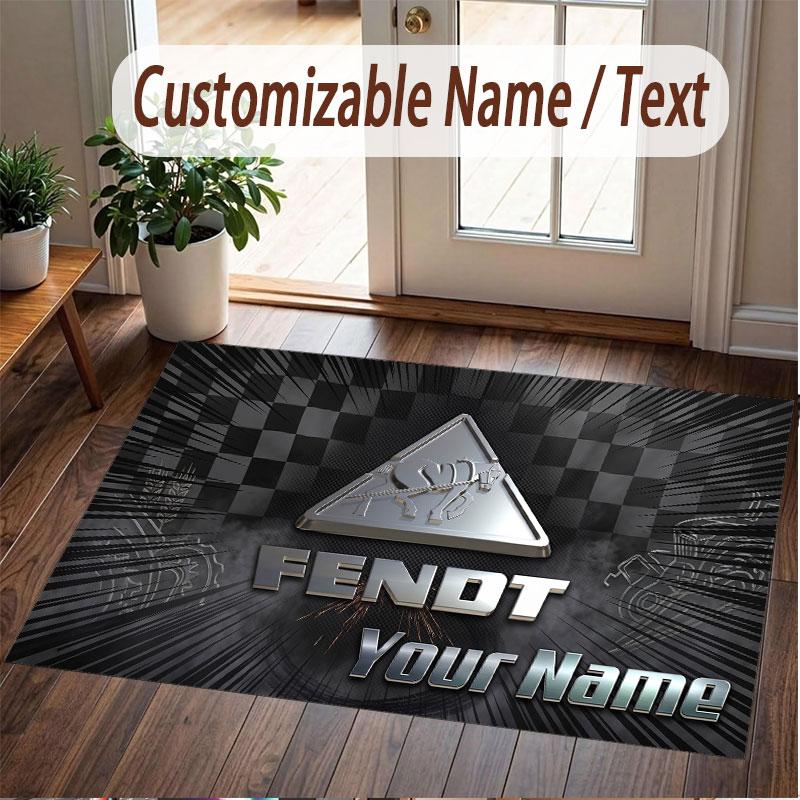 Custom Rug Fendt Pattern Print Name Text Soft Non‑Slip Floor Carpet for Home Indoor Decoration