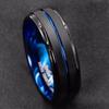 Buy 8mm Tungsten Men's Ring Thin Blue Line-Inside Black Brushed Band ...