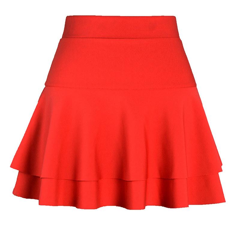 Spring High Waist Solid Double Layer Mini Cake Skirt Summer Party Streetwear Plus Size M-4Xl
