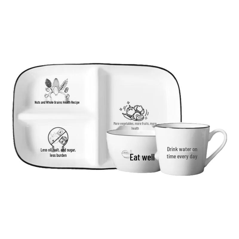 Ceramic 3-Compartment Portion Control Plate