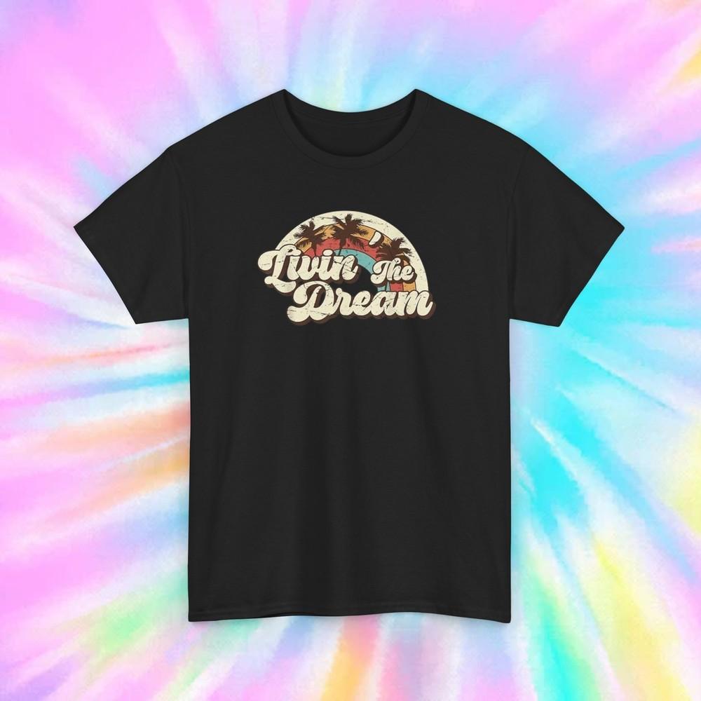 

Livin’ the Dream Shirt Vintage Sunset Beach Palm Trees Graphic Tee S-5XL 4XL