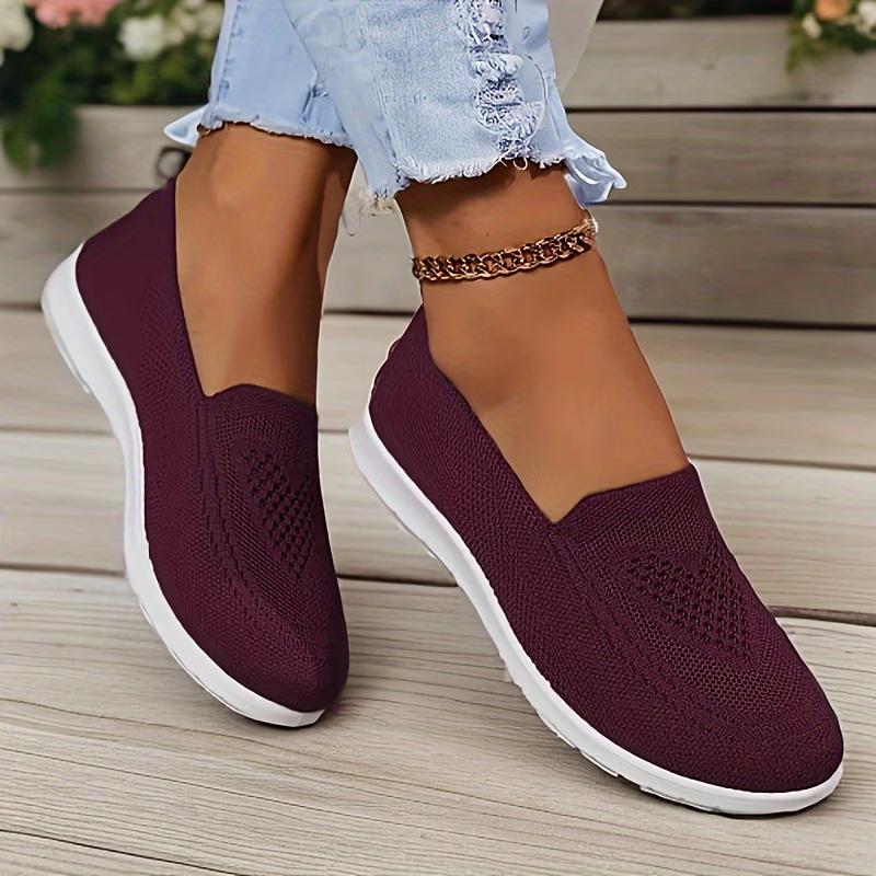 Sneakers, 1 Pair of Lightweight and Breathable Women's Knitted Flats, Breathable Low-top Fitness Shoes,