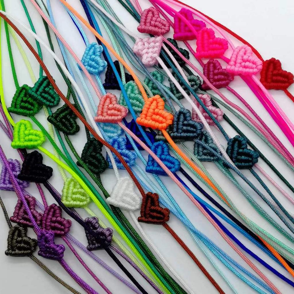 Handarbeit Handgestrickt Pfirsich Herzförmig Glücksbringend Rotes Seil Armband Verstellbar Damen Beste Freundin Anhänger Einfach Herren Paar Liebende Geschenk
