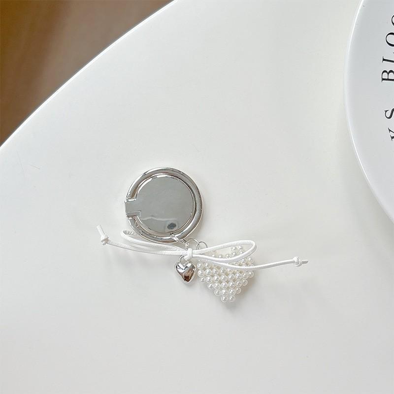 

Pearl Love Bow Phone Stand Korean Ins Style Adhesive Ring Desktop Folding Women s Internet Celebrity