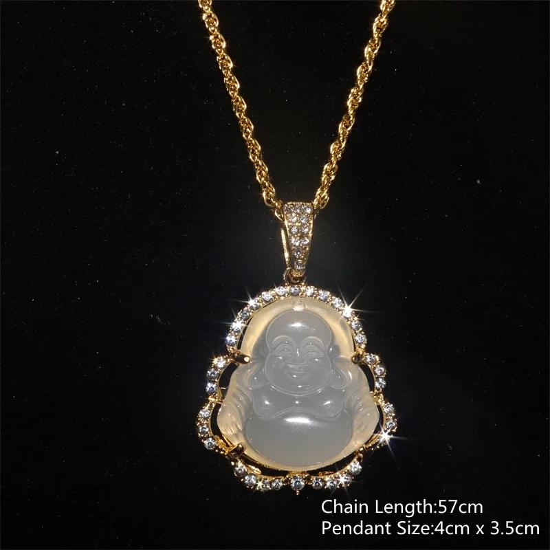 Exquisite Buddhistische Jade-Anhänger-Halskette für Männer und Frauen Religiöse Persönlichkeit Einfaches Amulett Party Kirchenzubehör