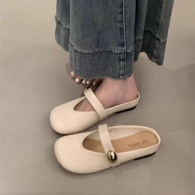 Soft Bottom Bag Head Slippers Women's Outer Wear 2025 Summer New Lazy Word with Inner Height Increase Half Slippers Soft Cute Round Head
