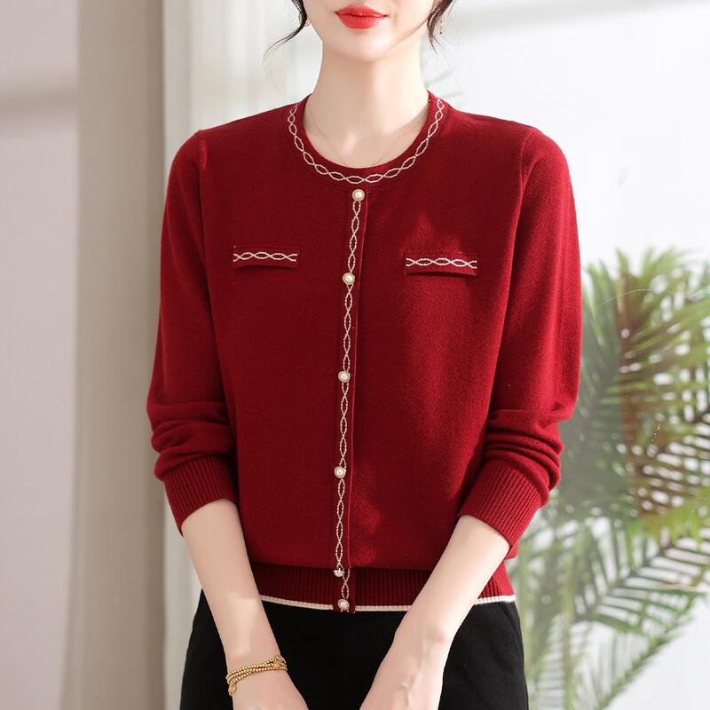 

XUEXI Chic Round Neck Knitted Top for Middle-Aged Women XL