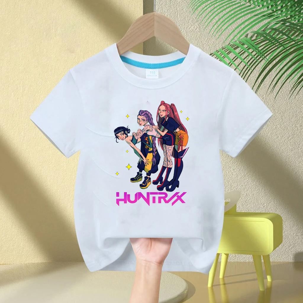 KPop Devil Hunter Print Fashion Casual Top 2025 Movie Round-neck Cartoon Girl and Boy T-shirt Casual Girl Clothing