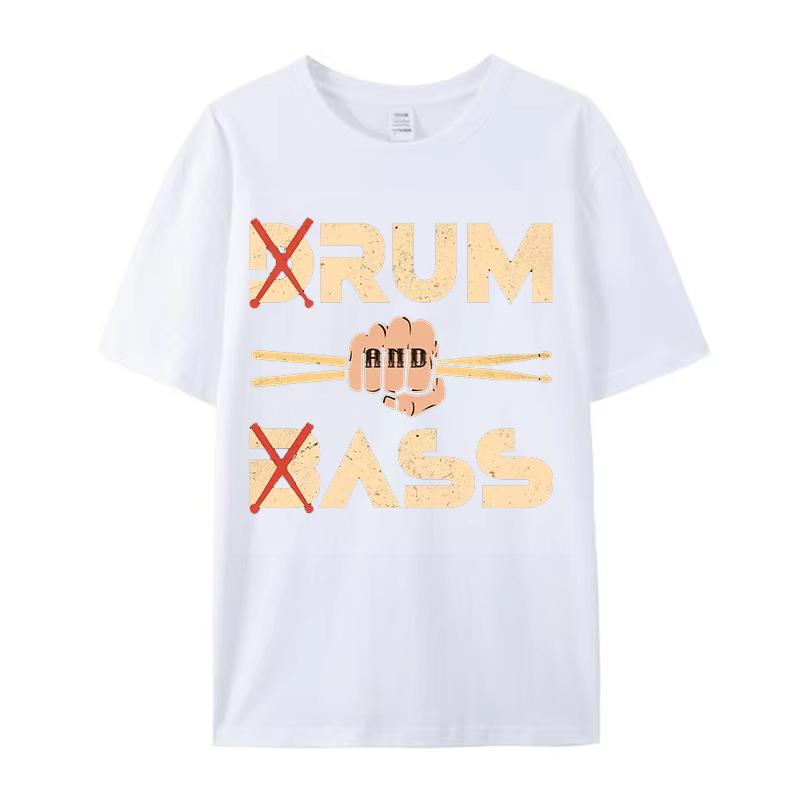 Funny Drum & Bass / Rum & B-Ass Lovers Drummer Leisure Men's T-Shirt Clothing Women Cotton Short Sleeve Tees Casual Vintage Tops