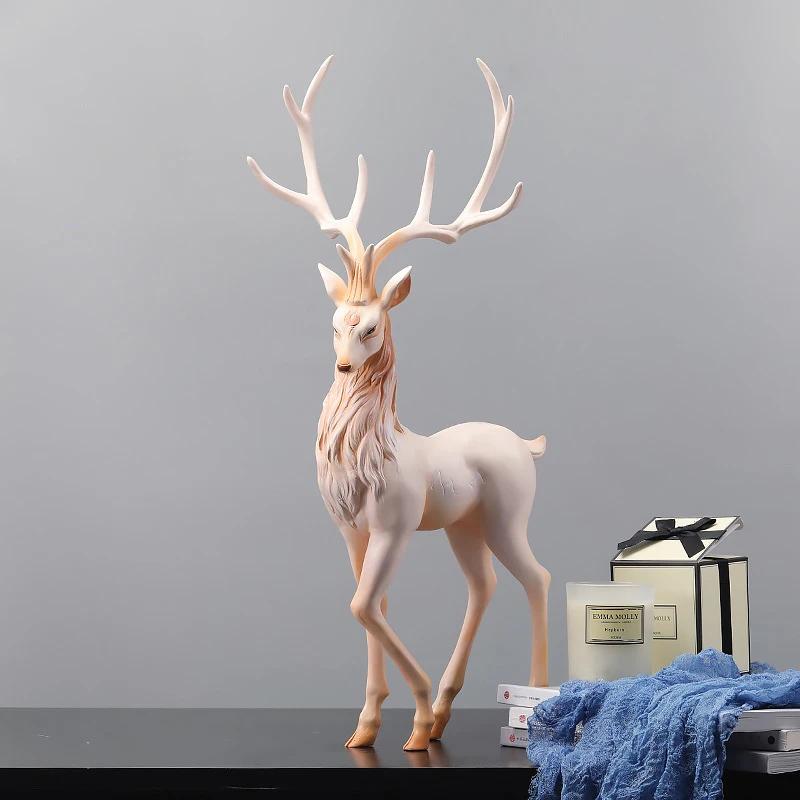 2025 New Deer Decoration Reindeer Ornaments Resin ELK Sculpture For Living Room Luxury Nordic Home Decor Sculptures Figurines