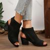 Fashion New High-heeled Sandals Summer Shoes for Women Black Mesh Breathable Peep Toe Casual Gladiator Slip On Women's Heels Sandales