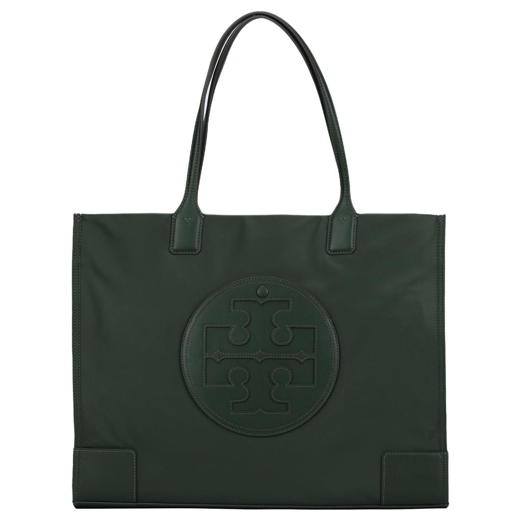 Tory Burch Ella Logo Magnetic Closure Fabric And Faux Leather Tote Bag Women Tote Bags Basil-Green 87116-312