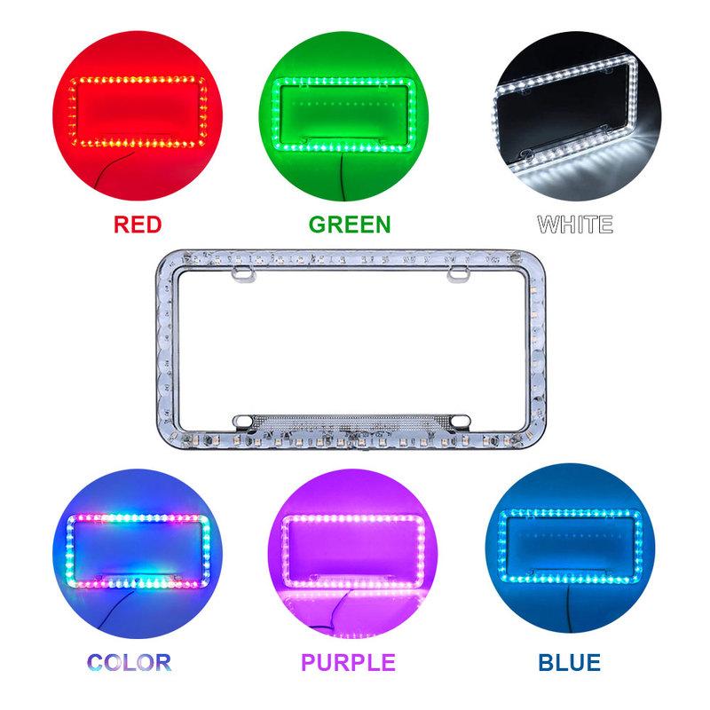 12V Multicolor LED License Plate Frame Acrylic /Canada Tag Cover Holder Auto Truck Vehicle Car Styling Light Holder